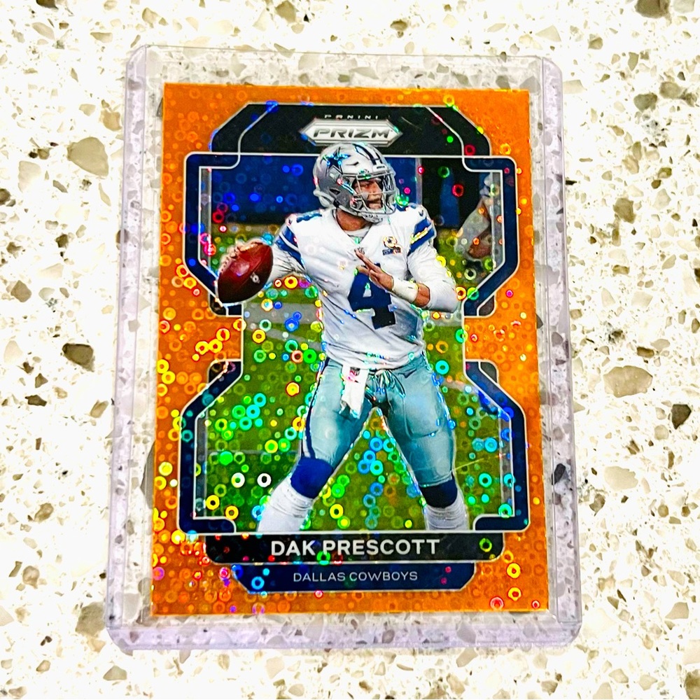 DAK PRESCOTT ORANGE PRIZM CARD DISCO 2021 DALLAS COWBOYS